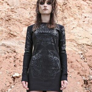 Y.LD By Dora Mojzes Hitchhiker's Uniform To The Galaxy Black Gothic Ram Dress